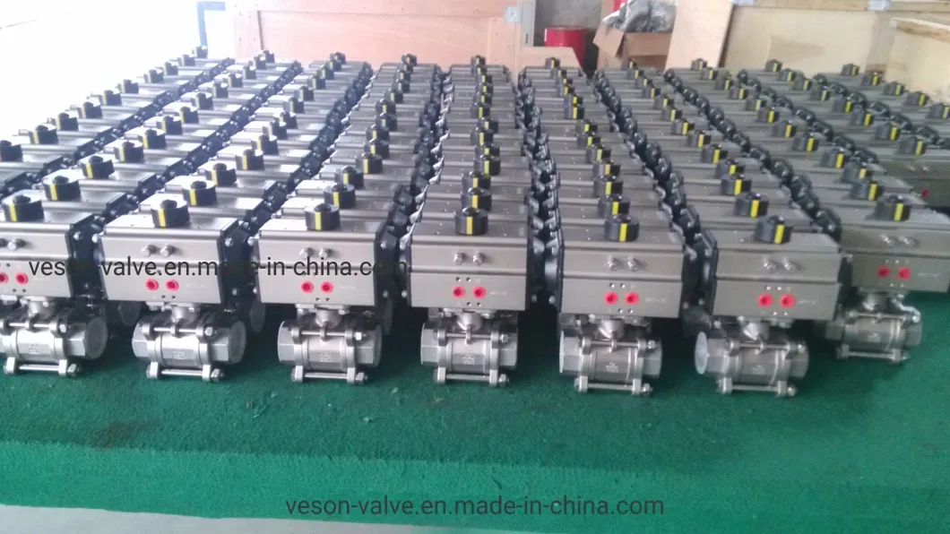 Pneumatic Actuated Screwed Ball Valve Air Actuated 2-Piece Stainless Ball Valves- Rack &amp; Pinion on-off Control Valve Ball Valve 1&quot; 1000wog