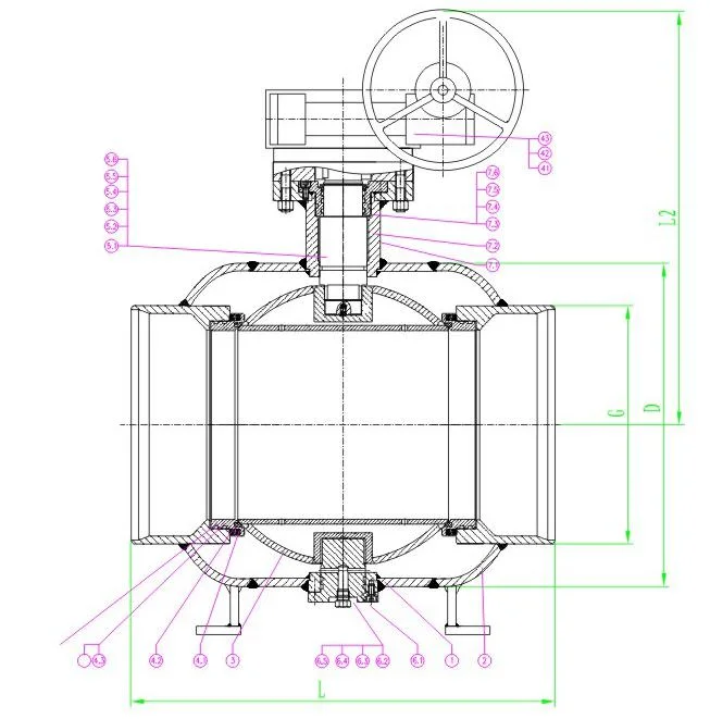 API API6d Cast/Carbon/Forged/Stainless Steel Ss Float/Floating/Trunnion/Dbb Types Electric/Pneumatic Industrial Naturalgas Trunnion Fully Welded Ball Valve 800A