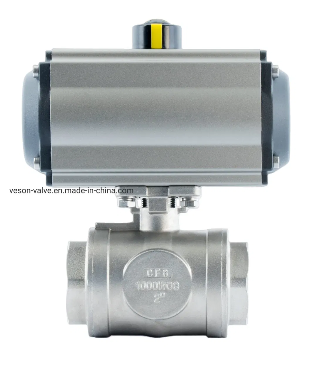 Pneumatic Actuated Screwed Ball Valve Air Actuated 2-Piece Stainless Ball Valves- Rack &amp; Pinion on-off Control Valve Ball Valve 1&quot; 1000wog